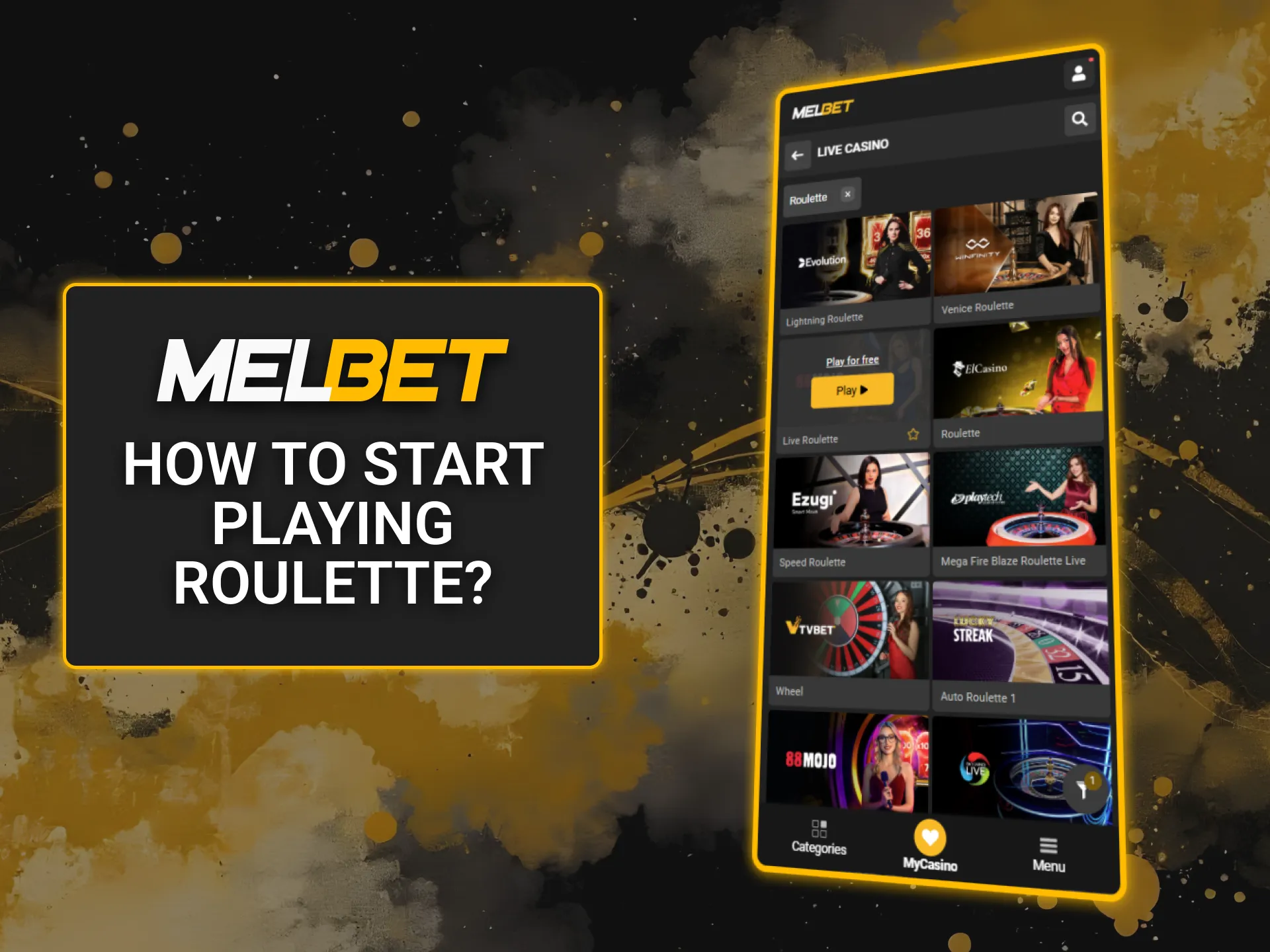 Learn how to start playing roulette at Melbet Casino and place your first bets.