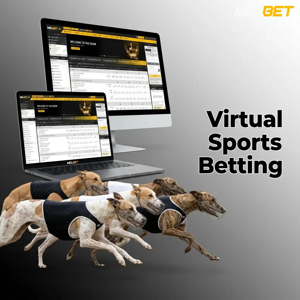 Virtual sports betting on Melbet featuring computer-generated football, horse racing, basketball and tennis events running 24/7